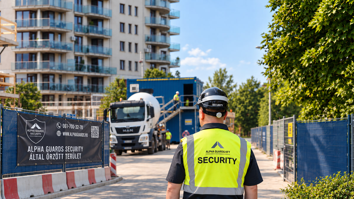 Alpha Guards officer guarding a construction site